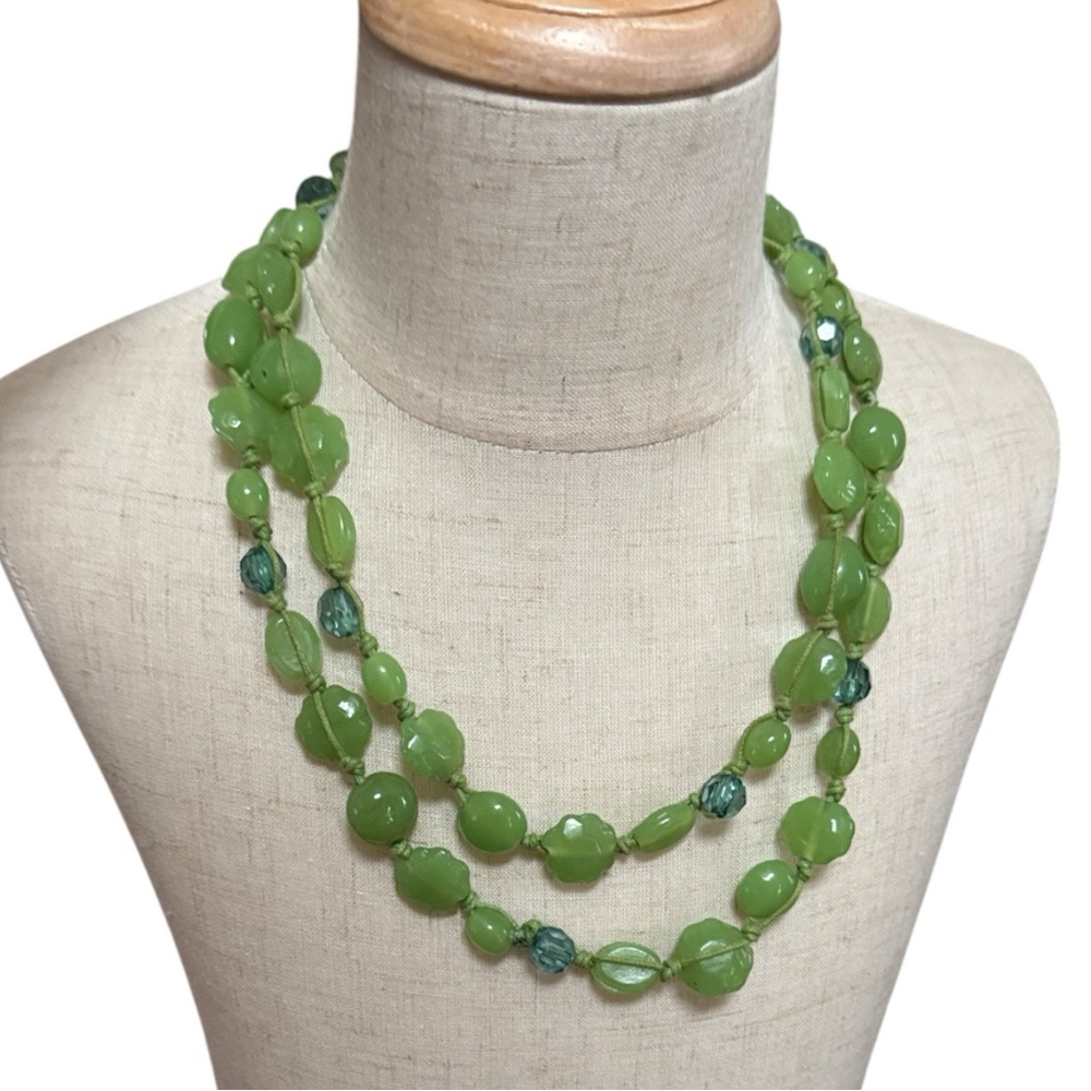 Fun Kiwi Green Beaded Necklace (or Bracelet)